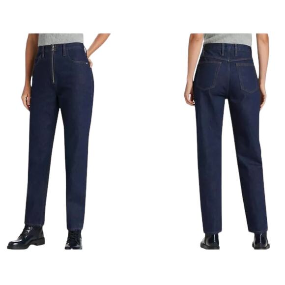 Frame Le High N Tight Straight Leg Exposed Zipper dark blue size 30 - Picture 1 of 8